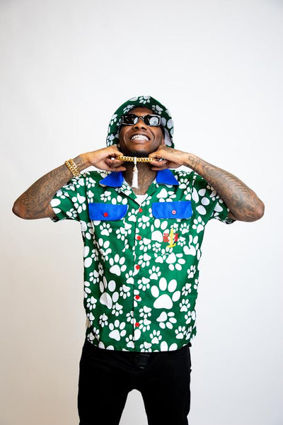 "DawgBoy" Short sleeve button up Green