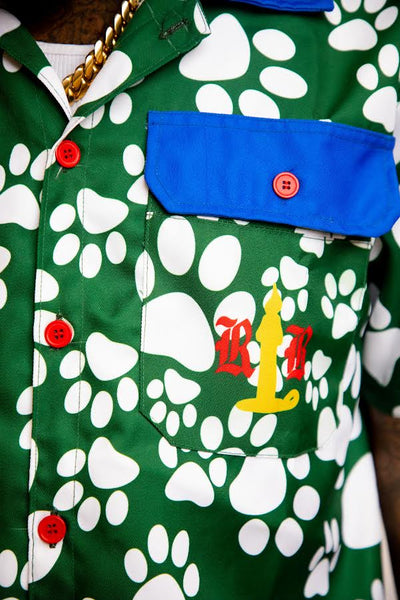 "DawgBoy" Short sleeve button up Green